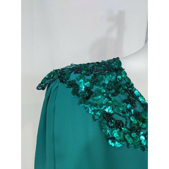 Glatter & Sims Vintage Teal Sequined Long Sleeve - Picture 4 of 7